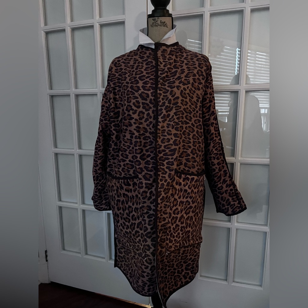 🌻five -stitched by tina-
One of a kind Upcycled Leopard Print Long Coat